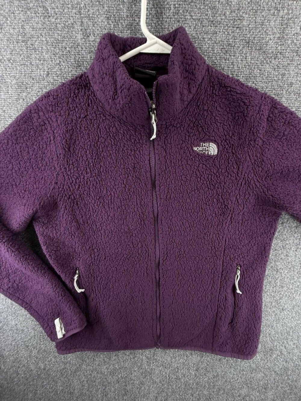 North Face Jacket Women Full Zip Fleece Soft Purple Logo Medium Long Sleeve